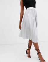Thumbnail for your product : Outrageous Fortune pleated midi skirt with contrast waistband in silver
