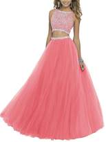 Thumbnail for your product : Uryouthstyle Long Two Pieces Beaded Prom Gowns Bodice Evening Dress BL US