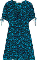 Thumbnail for your product : Diane von Furstenberg Carin Ruched Printed Stretch-mesh Mini Dress