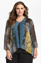 Thumbnail for your product : Citron Print Sheer Silk Jacket (Plus)