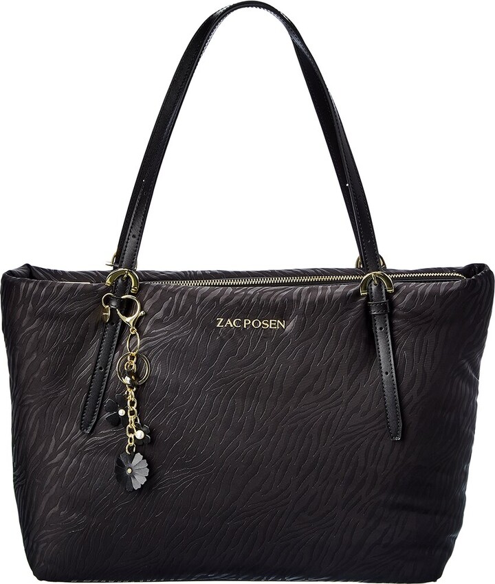 Zac Posen Zac Eartha North South Leather And Patent Leather Tote