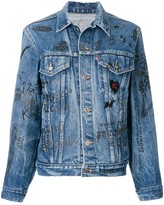 Thumbnail for your product : R 13 Scribble Print Denim Jacket