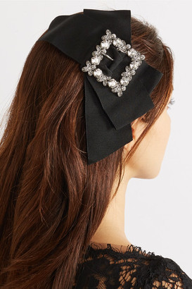 Dolce & Gabbana Swarovski Crystal-embellished Grosgrain Hair Clip - Black