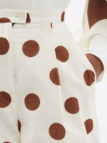Thumbnail for your product : Halpern High-rise Polka-dot Linen-blend Shorts - White Gold