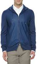 Thumbnail for your product : Loro Piana Leather & Cashmere Lightweight Bomber Jacket, Blue