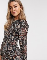 Thumbnail for your product : Stevie May cannes long sleeve paisley flippy mini dress