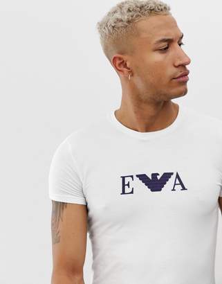 Emporio Armani slim fit EVA logo lounge t-shirt in white