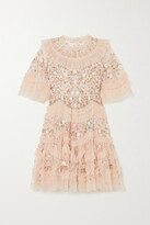 Thumbnail for your product : Needle & Thread Lalabelle Ruffled Embroidered Tulle Mini Dress