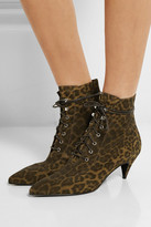 Thumbnail for your product : Saint Laurent Leopard-print brushed-suede ankle boots