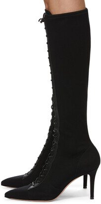 Gianvito Rossi Black Stretch Lace-Up Boot