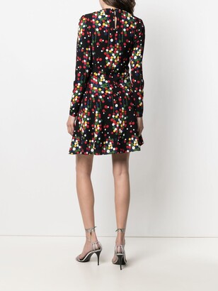 Saint Laurent Long-Sleeve Polka-Dot Print Dress