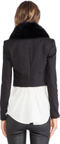 Thumbnail for your product : Alice + Olivia Ridley Blue Fox Fur Collar Cropped Blazer