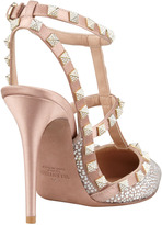 Thumbnail for your product : Valentino Rockstud Crystallized T-Strap Slingback, Poudre