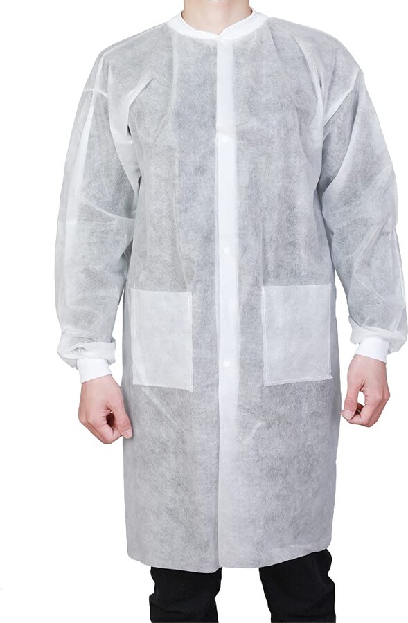 Greenour Disposable Lab Coats for Adults Pack of 10 Durable White Coat