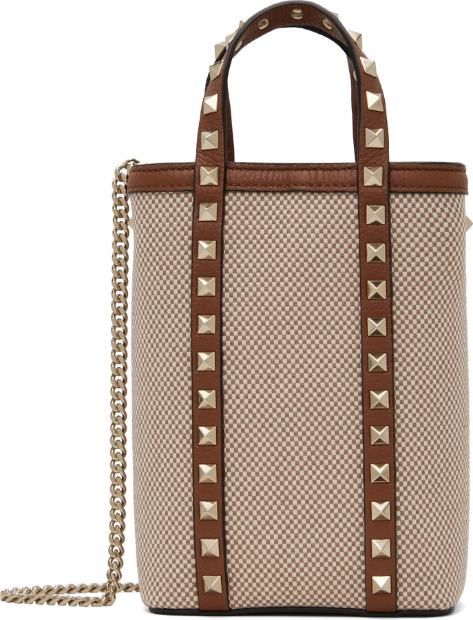 Valentino Garavani Tan Rockstud Mini Tote