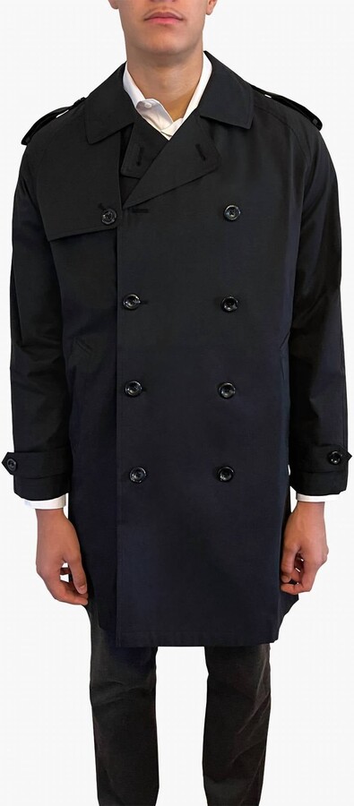London Fog Westwood Double Breasted Trench Coat In Black