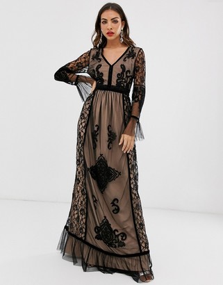 Frock and Frill lace detail long sleeve maxi dress
