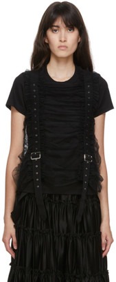 Noir Kei Ninomiya Black Tulle Vertical Belt T-Shirt - ShopStyle