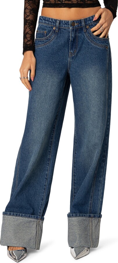 Cuffed blue jeans for women Winter Essentail