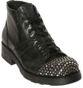 O.x.s. Studded Toe Leather Combat Boots