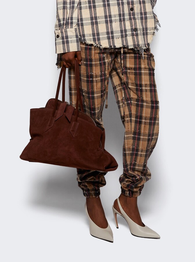 ATTICO 'la Passeggiata Medium' Top Handle Bag Light Chocolate Sude