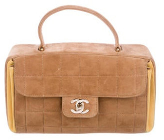 Chanel Square Quilt Suede Handle Bag brown