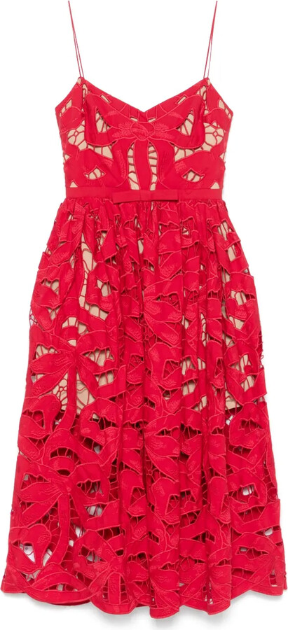 Self-Portrait Embroidered Midi Dress