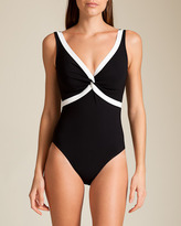 Thumbnail for your product : Karla Colletto Contrast V-Neck Tank Swimsuit