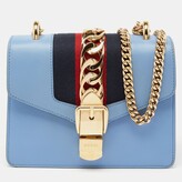 Thumbnail for your product : Gucci Light Blue Leather Mini Web Sylvie Chain Shoulder Bag