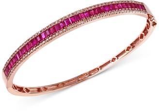Effy Ruby (3-1/2 ct. t.w.) and Diamond (1/2 ct. t.w.) Bangle Bracelet in 14k Rose Gold