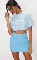 Thumbnail for your product : PrettyLittleThing Baby Blue Distressed Denim Mini Skirt
