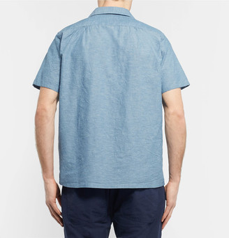Beams Camp-Collar Cotton and Hemp-Blend Chambray Shirt