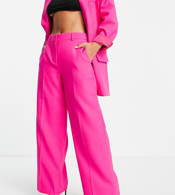ASOS DESIGN Petite extreme man suit mansy trouser in fluro pink