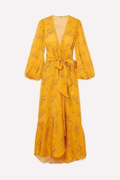 yellow silk wrap dress