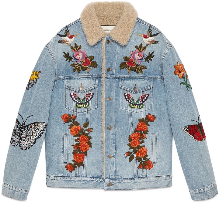 denim jacket with embroidery mens