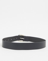 Thumbnail for your product : ASOS DESIGN DESIGN leather tipped jeans belt in black with shiny silver metal