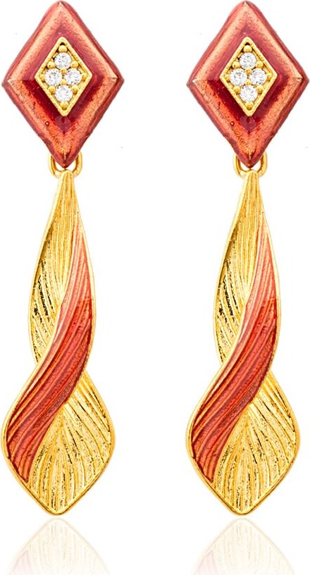 Milou Jewelry Sugar Pink & Gold Infinity Drop Earrings With Zircon