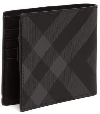 Burberry London Check Leather Trimmed Billfold Wallet - Mens - Grey