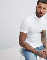 Thumbnail for your product : ASOS Design DESIGN longline muscle fit jersey polo with bound curved hem in white