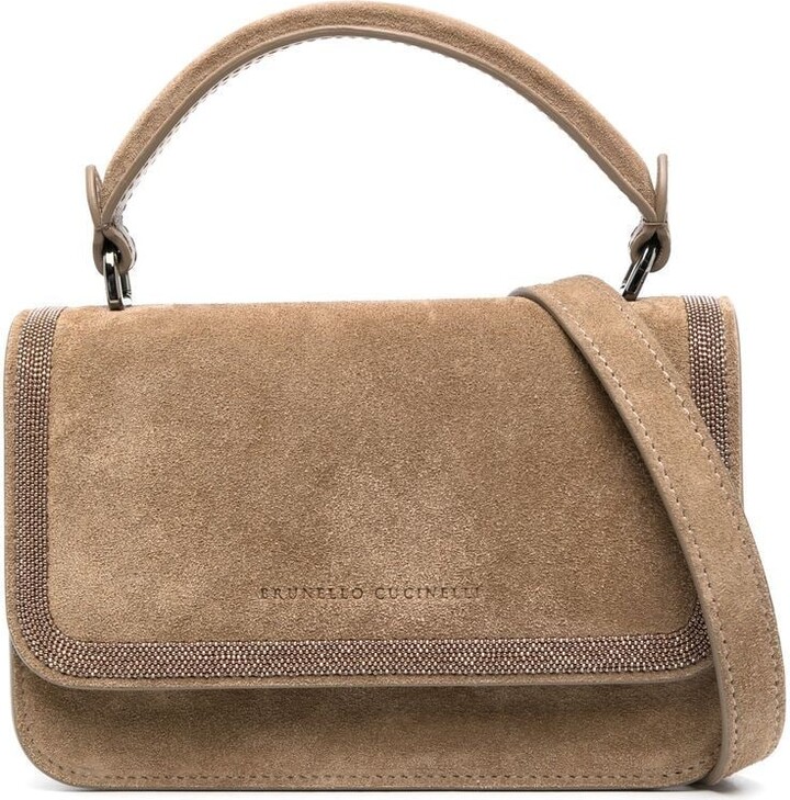 Urbancode suede ring detail leather crossbody bag in brown