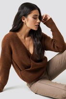 Thumbnail for your product : Na Kd Trend Overlap Wide Cuff Knitted Sweater Brown