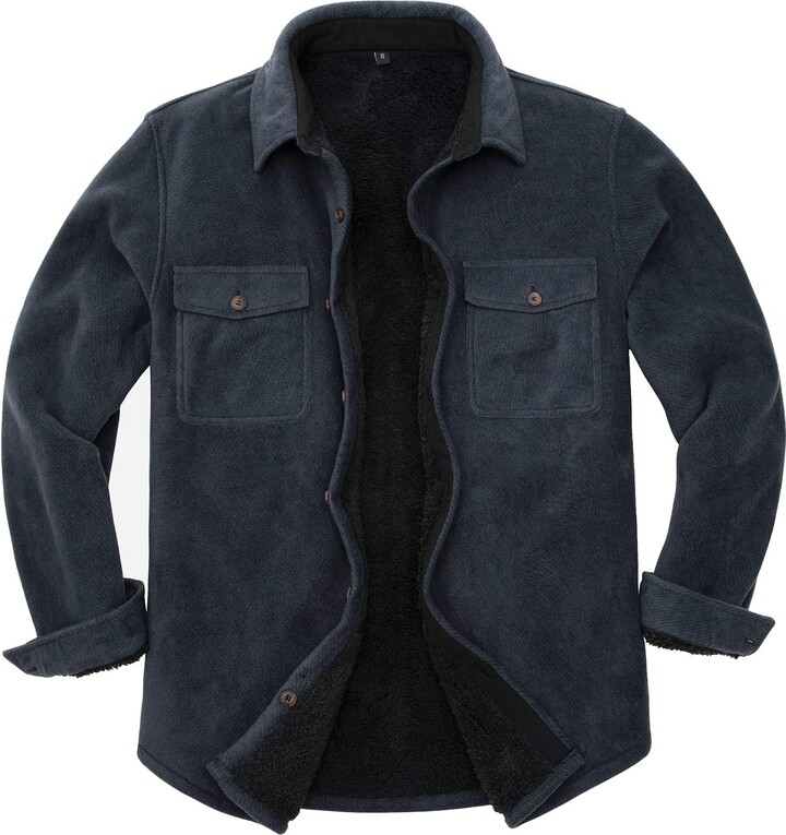 ZENTHACE Men's Warm Sherpa Lined Fleece Plaid Flannel Shirt Jacket(All