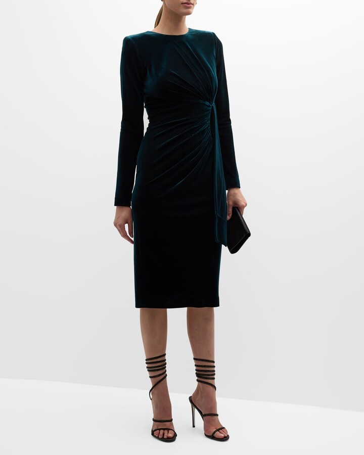 Velvet Dress Pleated Midi | ShopStyle