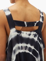 Thumbnail for your product : LOEWE PAULA'S IBIZA Asymmetric Tie-dye Silk And Cotton-blend Dress - Black White