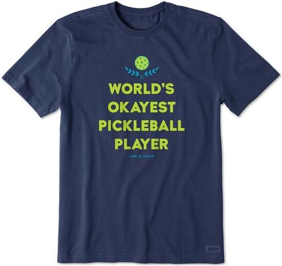Life is Good Men's World's Okayest Pickleball Player T-Shirt 2XLarge Dark Blue