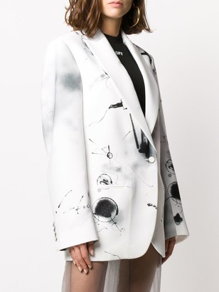 Off-White Abstract Print Single-Breasted Blazer