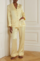 Thumbnail for your product : Olivia von Halle Coco Primrose Silk-satin Pajama Set - Yellow