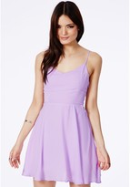 Thumbnail for your product : Missguided Paula Lilac Chiffon Caged Back Skater Dress