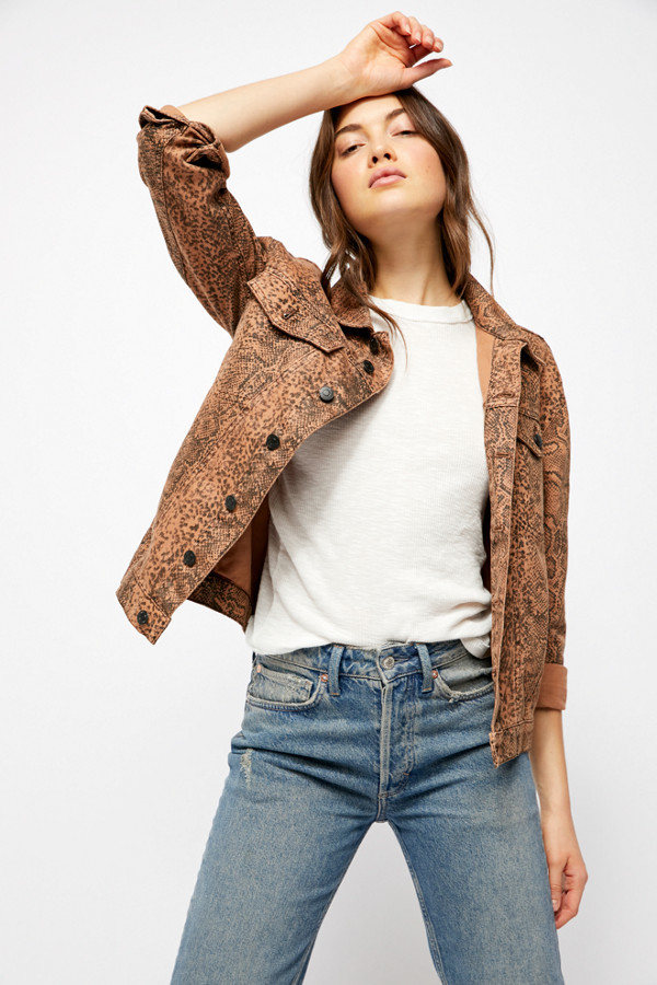 free people ramona denim trucker jacket