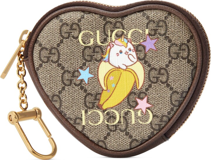 bananya print heart shaped coin purse